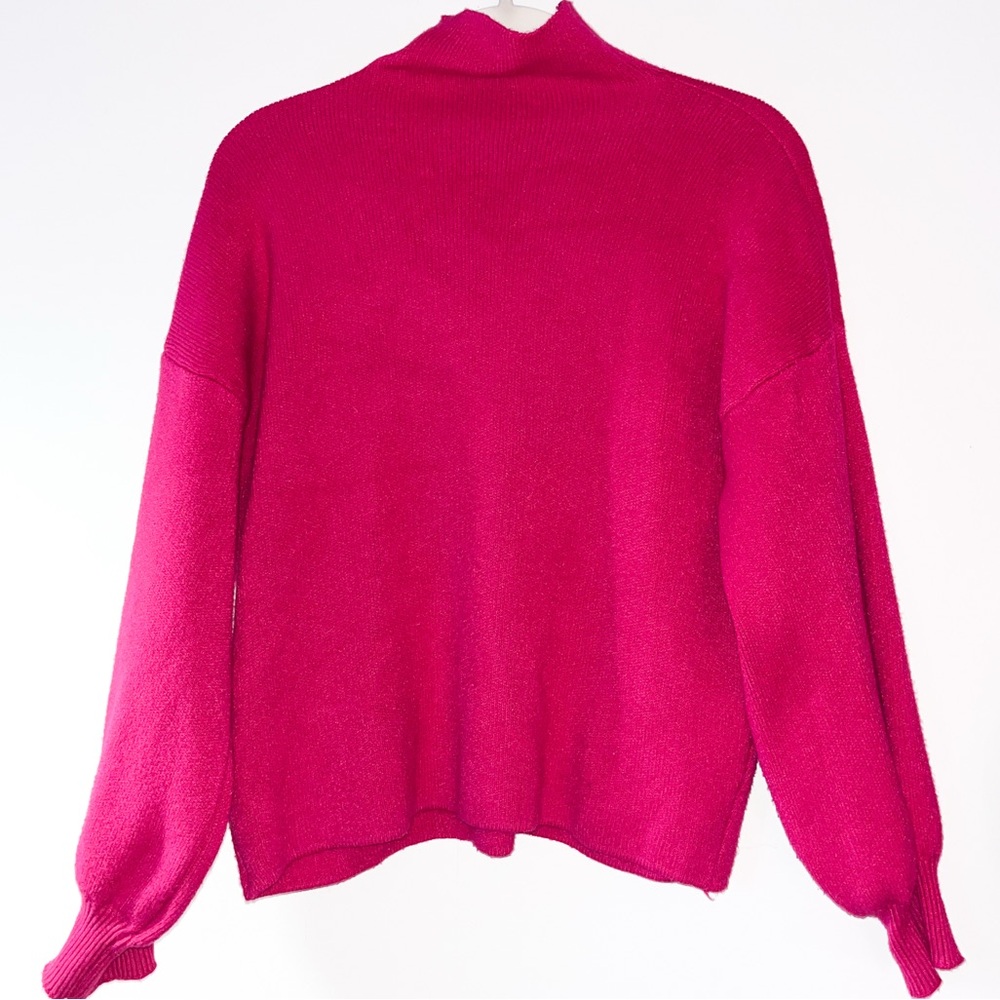 Hot pink made in Italy mock neck sweater